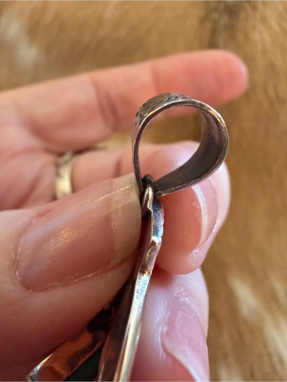 ❤️ Kingman Turquoise Hand Stamped Statement NAJA Oxidized Sterling Navajo Style